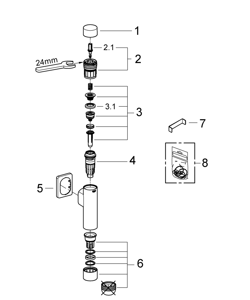 Grohe WC-Druckspüler Rondo A.S. 37347 DN 20 chrom