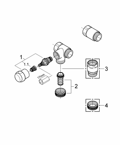 Grohe WAS-Ventil batterie 41040 Design-Gr. DN20 Anschluss links für 1/2" chrom