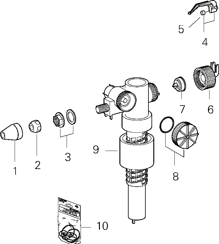 Grohe Füllventil 37095 DN15 mit Abdeckk. und Drossel ohne Versatzausgleichstück