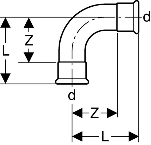 Geberit Mapress C-Stahl Bogen 90° (verzinkt)