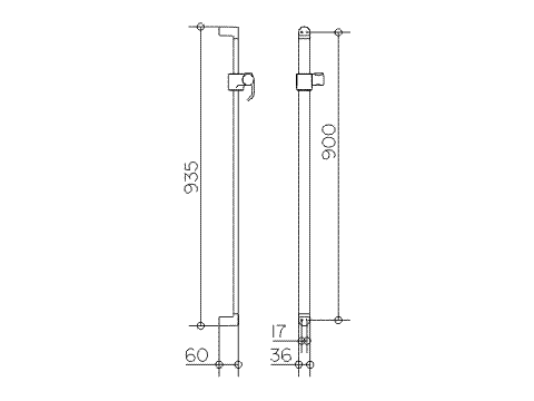 Keuco Brausestange Elegance 51685, mit Brauseschieber, 900 mm, verchromt