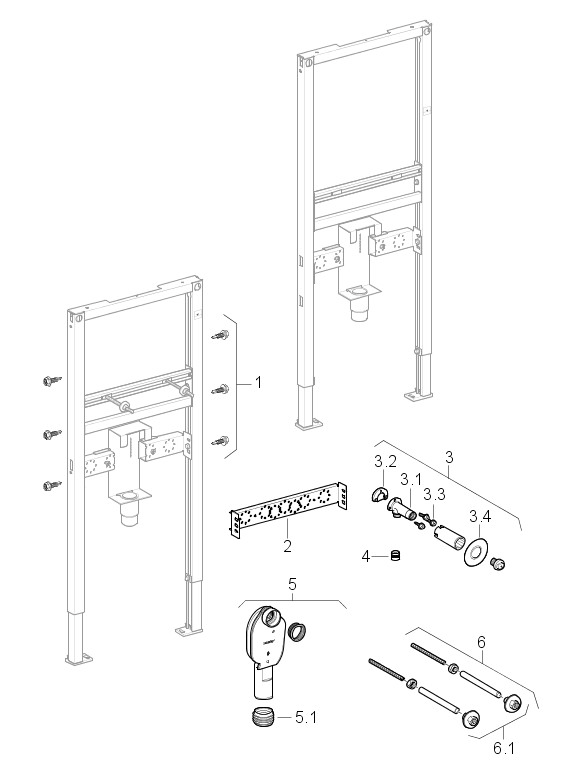 Geberit Duofix Waschtisch 130 cm, mit UP-Geruchsverschluss