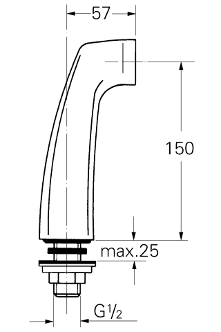Grohe Standanschluß 12036 f.Europlus und Florida Steckanschluß 1/2"x150 chrom