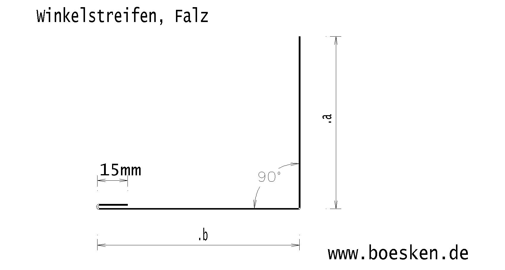Kupfer-Winkelstreifen, Falz, L: 2m