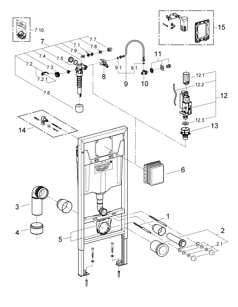 Grohe Rapid SL für WC 38528 BH 1,13m mit Spülkasten GD 2 kl. Rev.-öffnung
