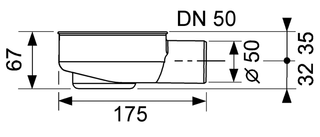 TECEdrainline Ablauf-Grundkörper flach, DN50 Auslauf seitlich 0,65 l/s