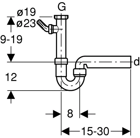 Geberit Spültisch-Ablauf G 11/2 x 40 mm weiß in PP Objektmodell für ein Becken