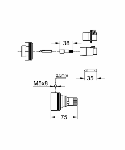 Grohe Verlängerungsset 47780 27,5 mm für Rapido T bei Zentral-/Brause-Thermostat
