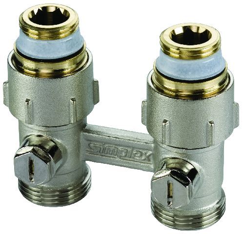 Simplex Zweirohr-Hahnblock Exclusiv D1/50 f. Ventil-HK m. 1/2" IG