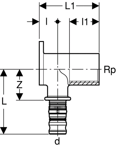 Geberit Mepla Armaturen-Anschlusswinkel 90° (Rg)
