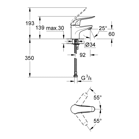 Grohe Einhand-Waschtisch-Batterie Euroeco Special 32762 glatter Körper chrom