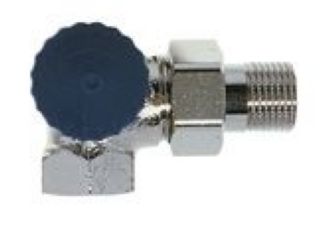 Heimeier Th.-Ventilunterteil m. bes. geringem Widerstand, Winkeleck links, vern., DN15 (1/2")