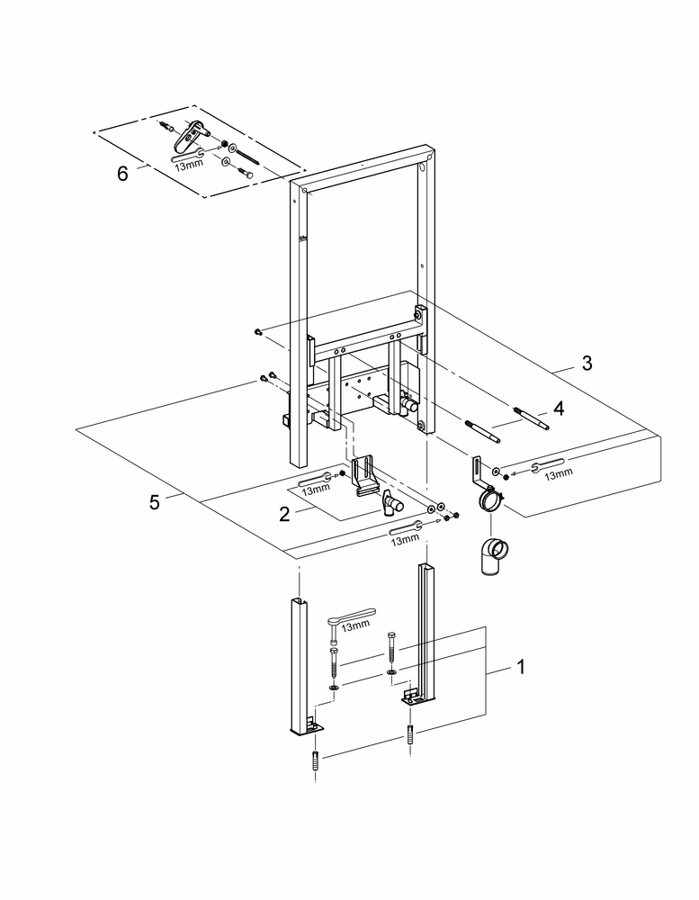 Grohe Rapid SL 38545 für Bidet Bauhöhe 1,00m Ständerwand o. Vorwand