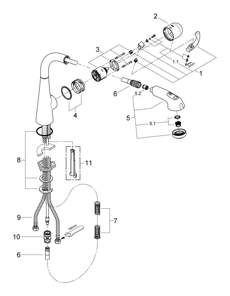 GROHE Einhand-SPT-Batterie.Zedra 32553 DN15 herausziehbare Brause