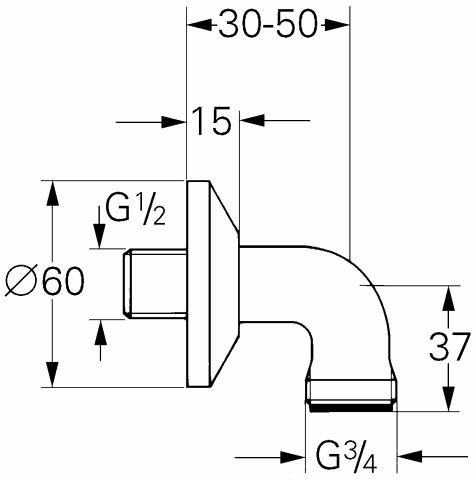 Grohe Anschlusswinkel Atlanta 12063 1/2"x3/4" chrom