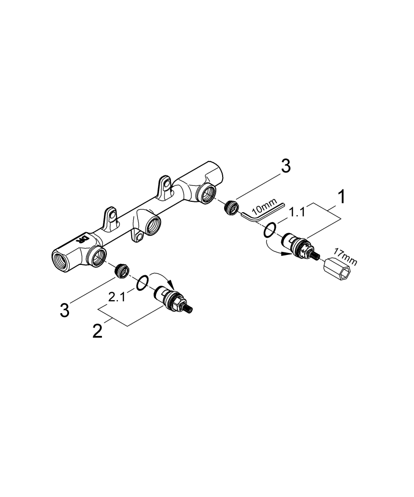 Grohe Unterputz-Einbaukörper 32706 für 3-Loch-Waschtisch-Batterie Atrio Wandmontage