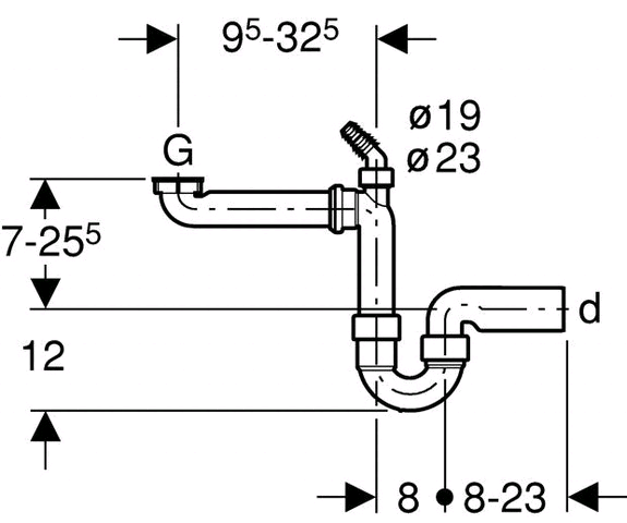 Geberit Spültisch-Ablauf G 11/2 x 50 mm weiß für WM und GS in PPf ür ein Becken