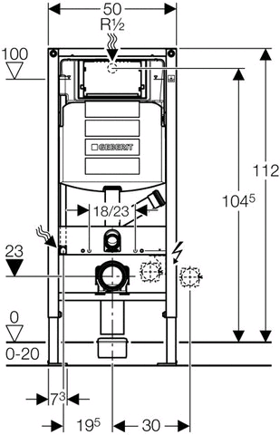 Geberit Duofix Wand-WC 112 cm mit UP-Spülkasten UP320, für Geruchsabsaugung