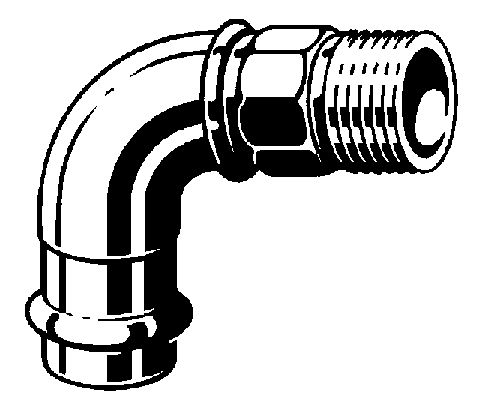 Viega Sanpress Bogen 90°, Mod. 2214, m. R-Gewinde (aG), aus Rotguss