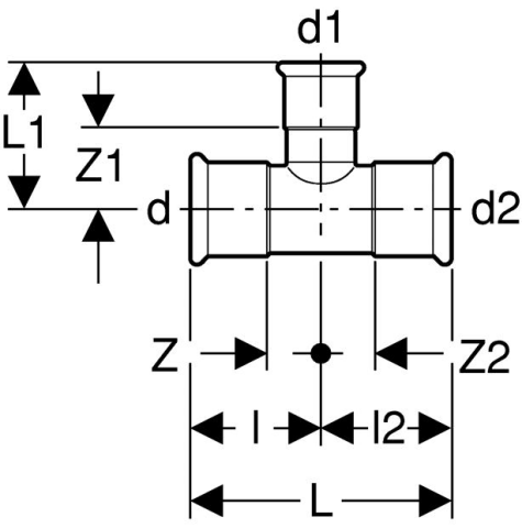 Geberit Mapress C-Stahl T-Stück 90° reduziert (verzinkt)