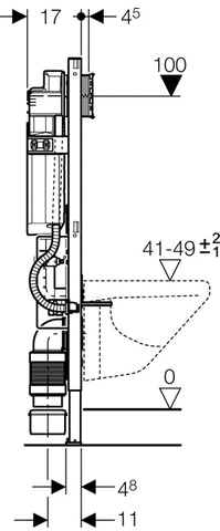 Geberit Duofix Wand-WC 112 cm mit UP-Spülkasten UP320, 8 cm höhenverstellbar