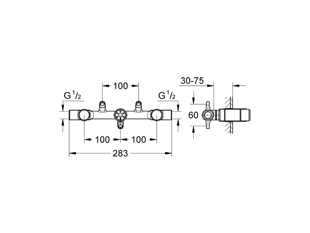 Grohe Unterputz-Einbaukörper 32706 für 3-Loch-Waschtisch-Batterie Atrio Wandmontage