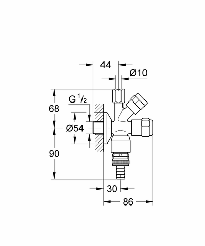 Grohe WAS-Kombieckventil 41082 Design-Gr. DN15 m.RV u. RB chrom