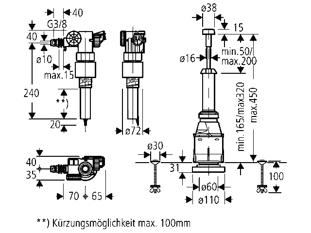Grohe Servo-Set Austauschgarnitur 43907 mit Füllventil und Ablaufventil