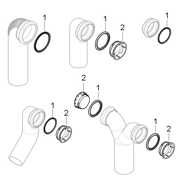 Geberit PE Wand-WC-Bogen 90° DN 90/90 für GIS / Duofix