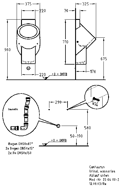 Keramag Urinal Centaurus 236400 KeraTect weiß wasserlos