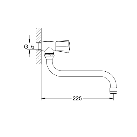 Grohe Auslaufventil Costa 30484 DN15 Wandmontage schwenkb. Rohrauslauf chrom
