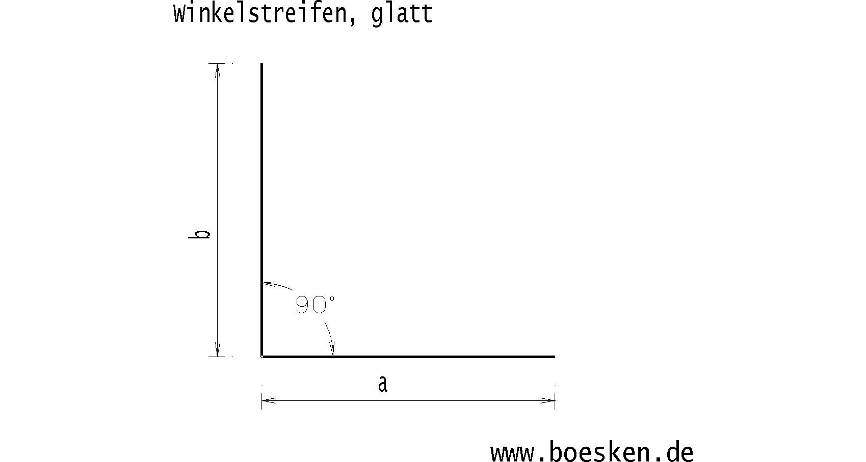 Kupfer-Winkelstreifen, glatt, L: 2m