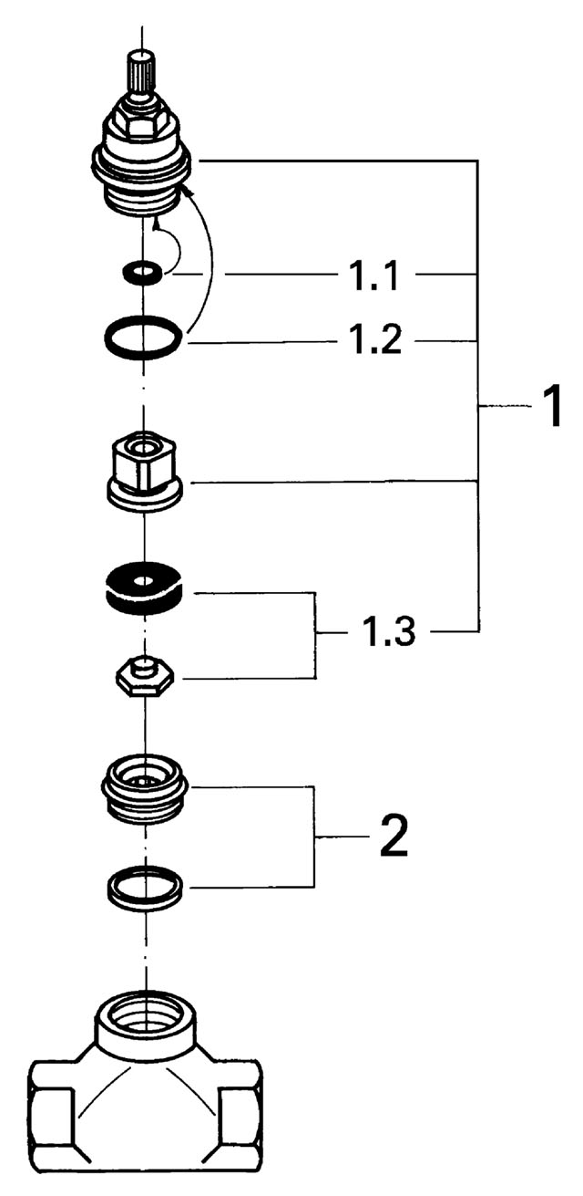 Grohe Unterputz-Ventil-Unterteil 29802 vormont. Oberteil 3/4" Gewindeanschluß 3/4" DN20