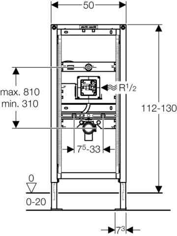 Geberit Duofix Urinal 112-130cm, für verdeckte Urinalsteuerung (VS)