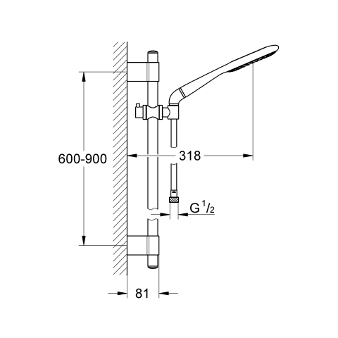 GROHE Brausegrt. Rainshower Icon 27277 EasyFix 900mm Wandhalter Metall