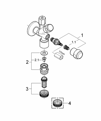 Grohe WAS-Kombieckventil 41082 Design-Gr. DN15 m.RV u. RB chrom