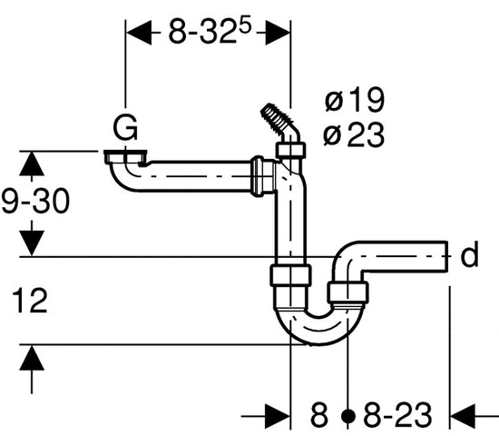 Geberit Spültisch-Ablauf G 11/2 x 40 mm weiß für WM und GS in PP für ein Becken