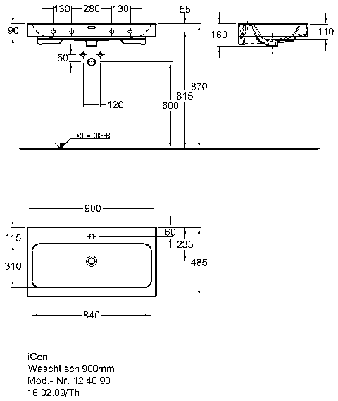 Keramag Waschtisch iCon 900x485mm