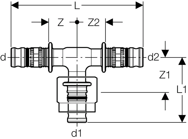 Geberit Mepla Übergangs-T-Stück m. Adapter MeplaFix (PVDF)
