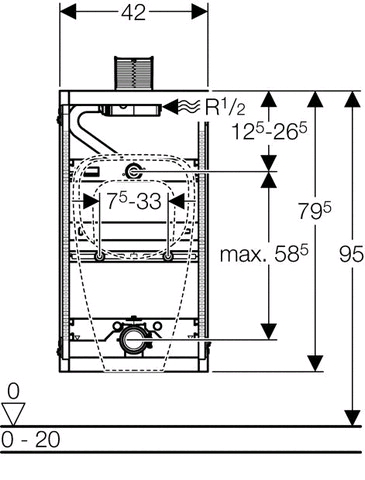 Geberit GIS Urinal Universal 100 cm Bet.v.oben für Urinal-Steuerung ab 2009