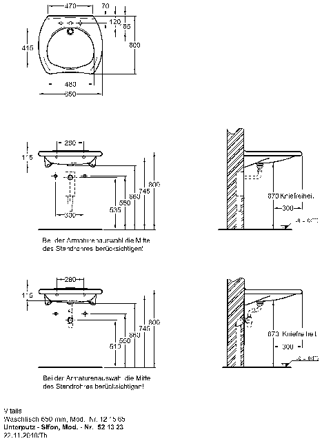 Keramag Waschtisch Vitalis 121565 650x600mm, ohne Überlauf