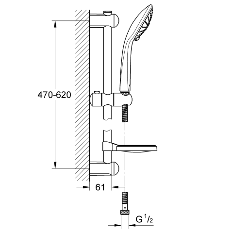 Grohe Brausegarnitur Euphoria Massage 27243 600mm Schlauch 1500mm Seifenschale chrom