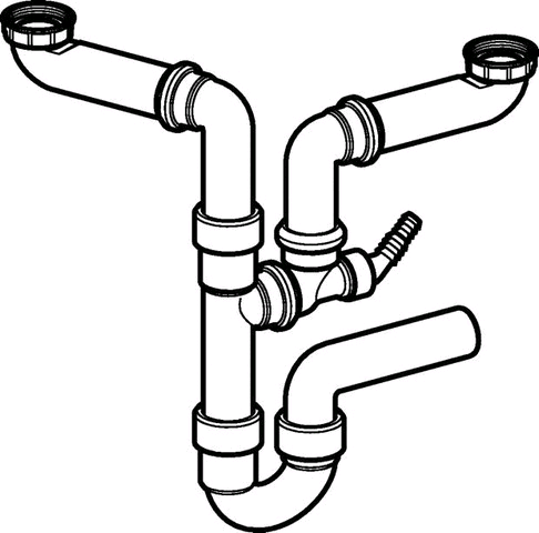 Geberit Spültisch-Ablauf G 11/2 x 40 mm weiß für WM und GS in PP für zwei Becken