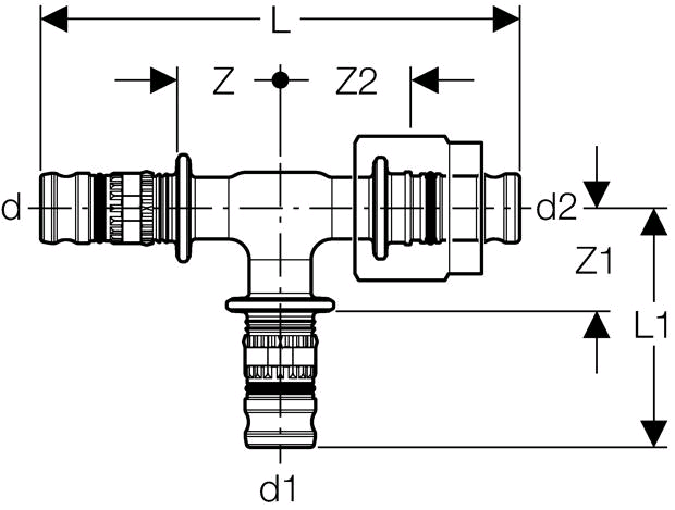 Geberit Mepla Übergang T-Stück m. MeplaFix Adapter (PVDF)