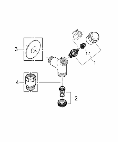 Grohe WAS-Anschlussv. Schrägsitzausf. 41010 Design-Gr. DN15 m. RV chrom
