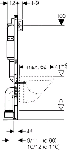 Geberit DuofixBasic WWC 112 cm mit Spülkasten UP100