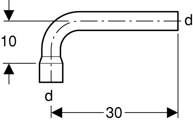 Geberit Spülbogen 90°, 30 x 10 cm, d 44 mm