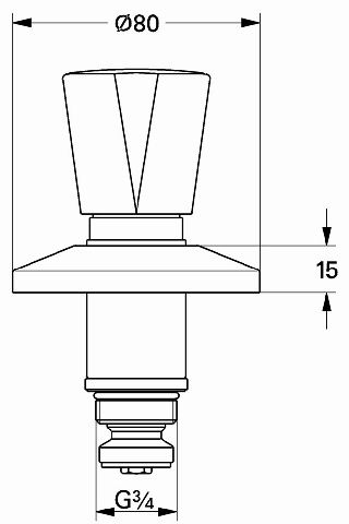 Grohe Oberteil Costa 11514 f.Unterputz-Ventile mit Dreikantgriff blau/rot 3/4" chrom