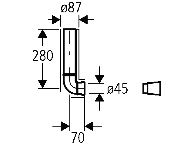 Grohe Wandeinbau-Spülrohr 43908 komplett zu Wandeinbau-Spülkasten 280mm lang