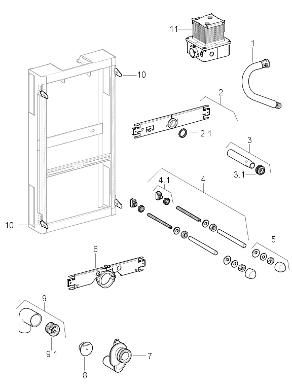 Geberit GIS Urinal Universal 100 cm Bet.v.oben für Urinal-Steuerung ab 2009